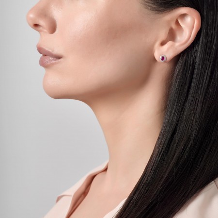 Обеци с диаманти и рубин Обеци с диаманти и рубин