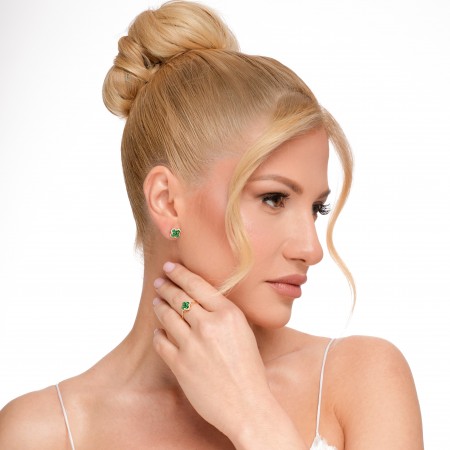 Oбеци с диаманти и изумруди Aura Clover Oбеци с диаманти и изумруди Aura Clover