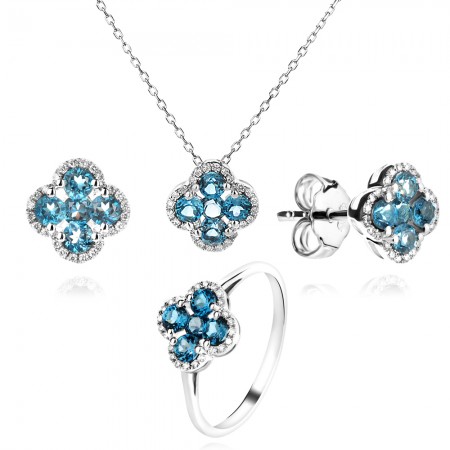 Oбеци с Диаманти и Лондон Топаз Aura Clover Oбеци с Диаманти и Лондон Топаз Aura Clover