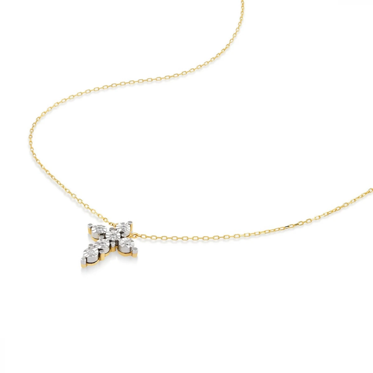 Златно колие с диаманти Diamond Cross