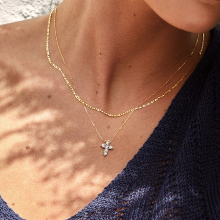 Златно колие с диаманти Diamond Cross Златно колие с диаманти Diamond Cross
