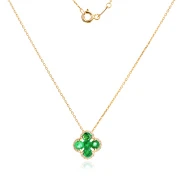 Колие с Диаманти и Изумруди Aura Clover
