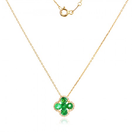 Колие с Диаманти и Изумруди Aura Clover