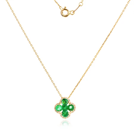 Колие с Диаманти и Изумруди Aura Clover