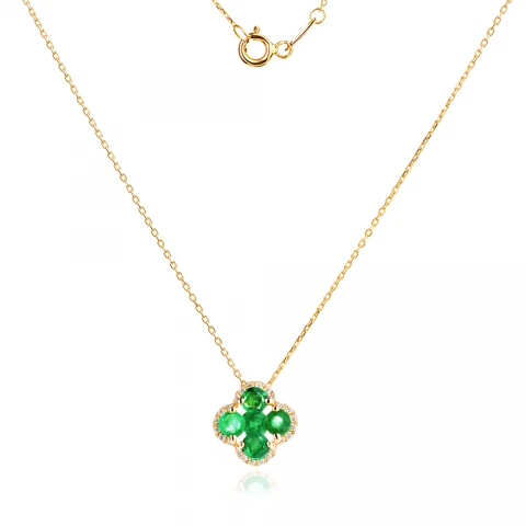 Колие с Диаманти и Изумруди Aura Clover