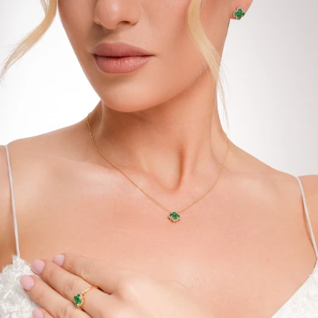 Колие с Диаманти и Изумруди Aura Clover Колие с Диаманти и Изумруди Aura Clover