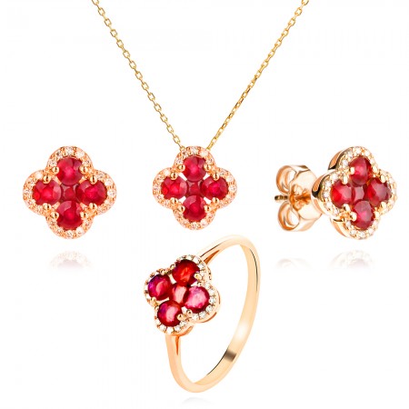 Колие с Диаманти и Рубини Aura Clover