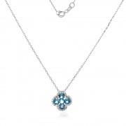 Колие с Диаманти и Лондон Топаз Aura Clover