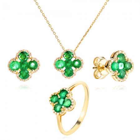 Пръстен С Диаманти и Изумруди Aura Clover Пръстен С Диаманти и Изумруди Aura Clover