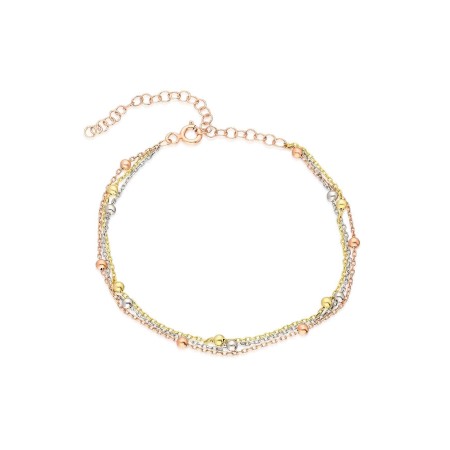 Сребърна  трицветна  дамска гривна с топчета 