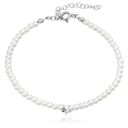 Сребърна гривна Pearl with star