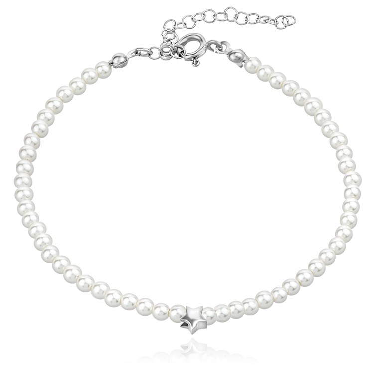 Сребърна гривна Four yellow (Дамски Гривни) Сребърна гривна Pearl with star - Дамски Гривни