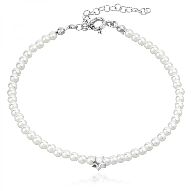 Сребърна гривна Pearl with star