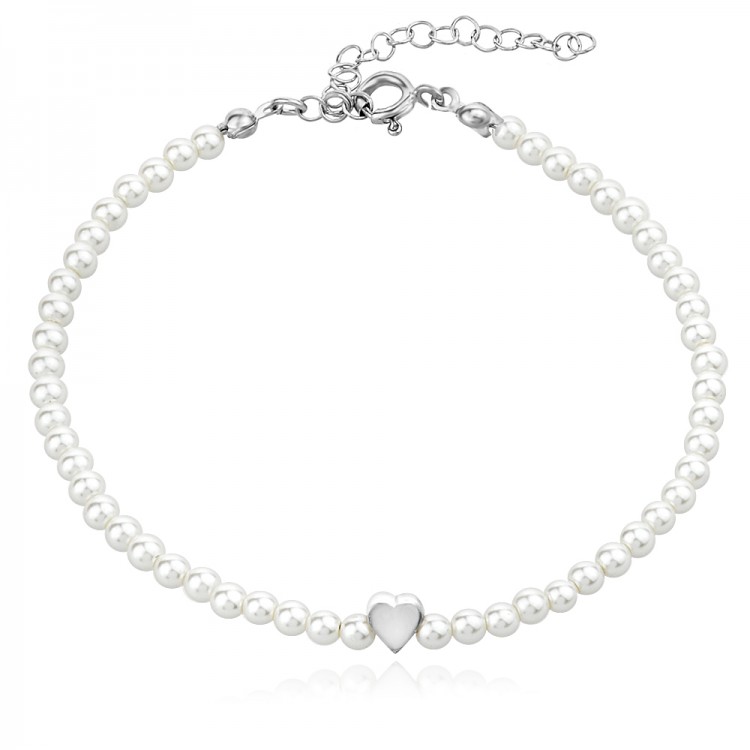 Сребърна гривна Onyx (Дамски Гривни) Сребърна гривна A pearl with a heart - Дамски Гривни