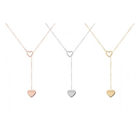 Стилно сребърно колие с две сърца 