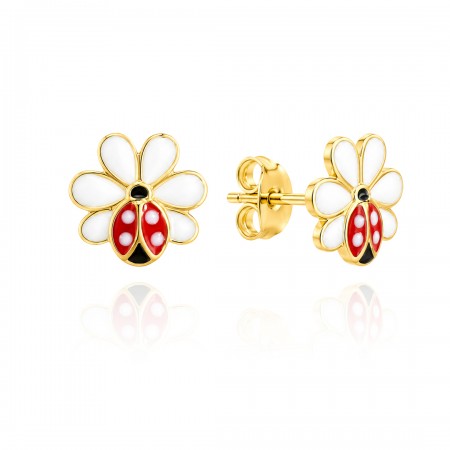 Златни детски обеци Red Ladybird