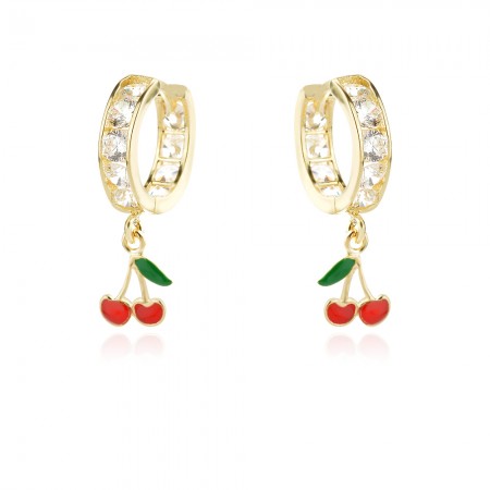 Златни детски обеци Cherry