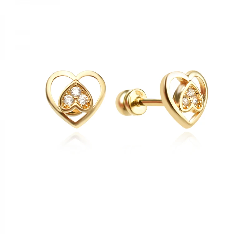 Златни детски обеци Double heart Златни детски обеци Double heart