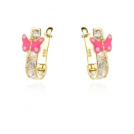 Златни детски обеци Pink Butterfly Златни детски обеци Pink Butterfly