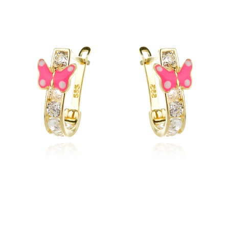 Златни детски обеци Pink Butterfly Златни детски обеци Pink Butterfly