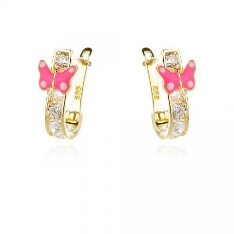 Златни детски обеци Pink Butterfly Златни детски обеци Pink Butterfly