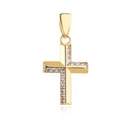 Златен медальон Кръст с цирконий Златен медальон Кръст с цирконий