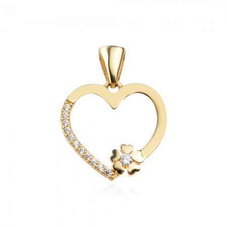 Златен медальон Heart and flower