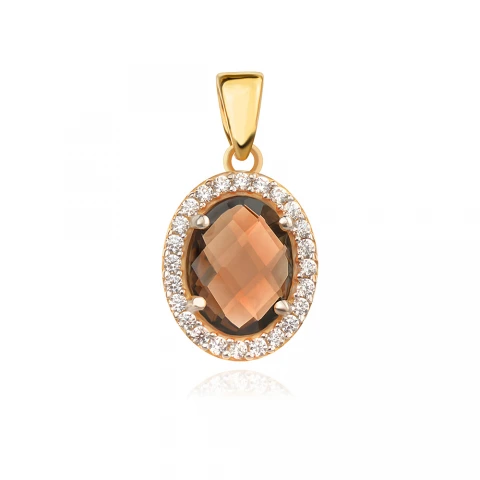 Златен медальон Smoky Quartz