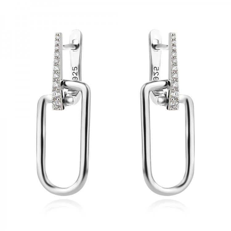 Сребърни висящи обеци Сърце - Обеци