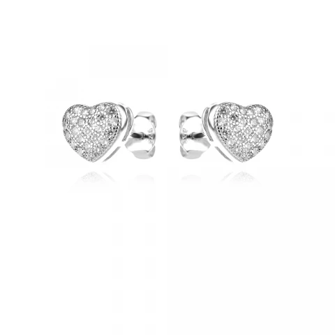 Сребърни обеци Pave Heart