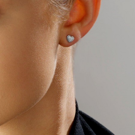 Сребърни обеци Pave Heart