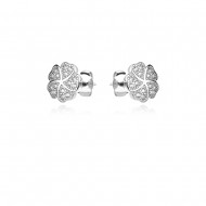 Сребърни обеци Pave Clover