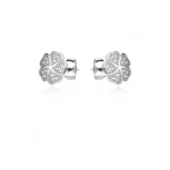 Сребърни обеци Pave Clover