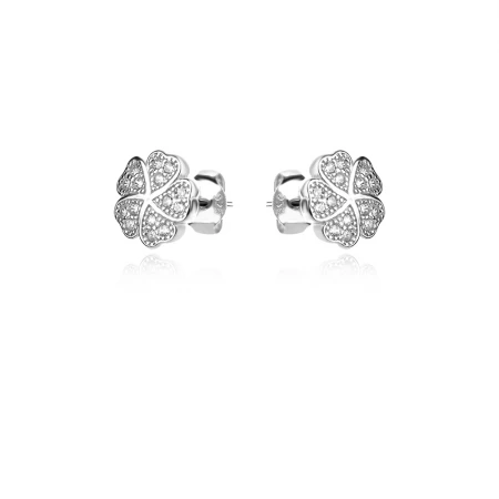 Сребърни обеци Pave Clover