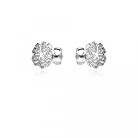 Сребърни обеци Pave Clover Сребърни обеци Pave Clover
