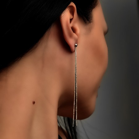 Сребърни обеци Long Black