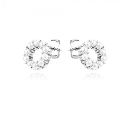 Сребърни обеци Circle Pearl