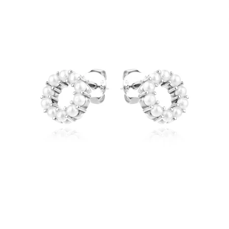 Сребърни обеци Circle Pearl