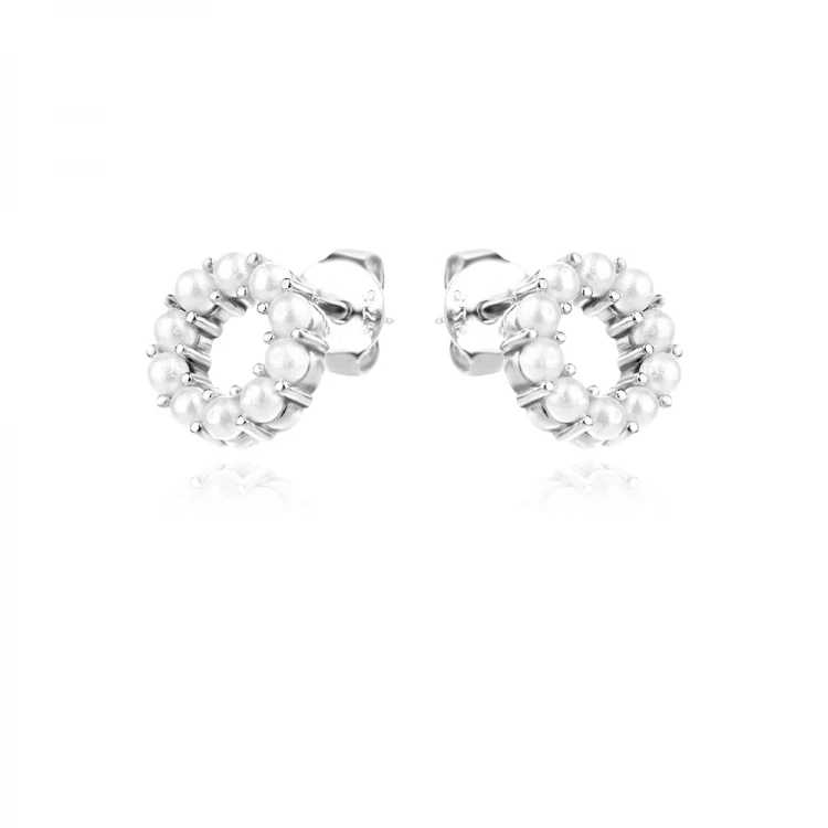 Сребърни обеци Circle Pearl