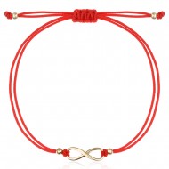Гривна с червен конец и златен елемент Безкрайност