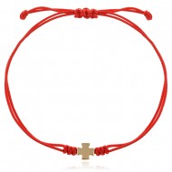 Гривна с червен конец и златен елемент Кръст