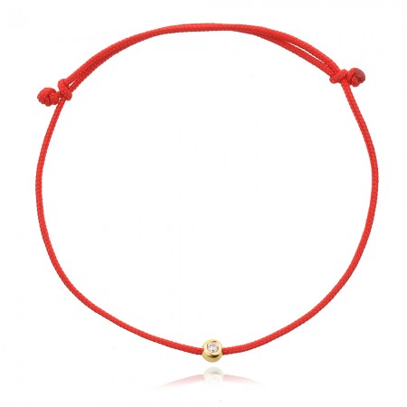 Гривна с червен конец и диамант