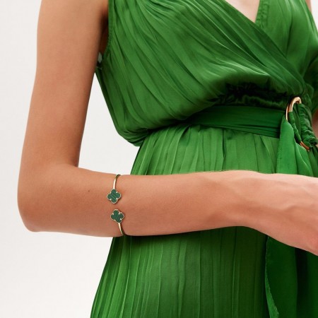 Златна твърда гривна Green Clover Златна твърда гривна Green Clover