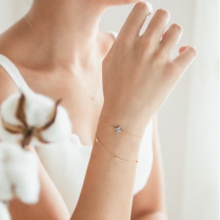 Златна гривна с топчета ТWO DIA