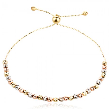 Златна гривна Diamond cut ball 1