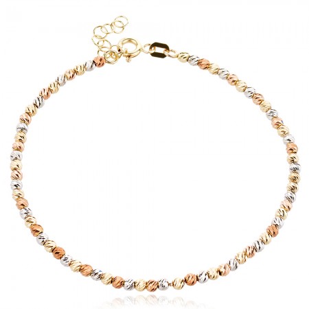 Златна гривна Diamond cut ball color