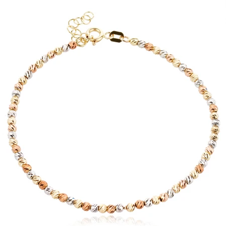 Златна гривна Diamond cut ball color