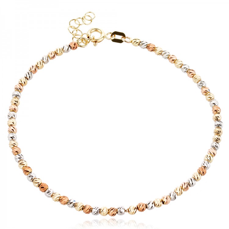 Златна гривна Diamond cut ball color - Гривни