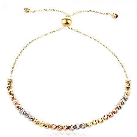 Златна гривна Diamond cut ball 2