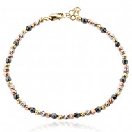 Златна гривна Diamond cut ball Onyx 1